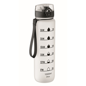 Sportwaterfles RPET 1L - transparant wit