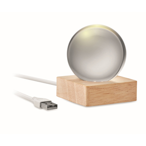LED glazen bol - hout