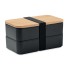 Lunchbox PP bamboe deksel2x400m - zwart